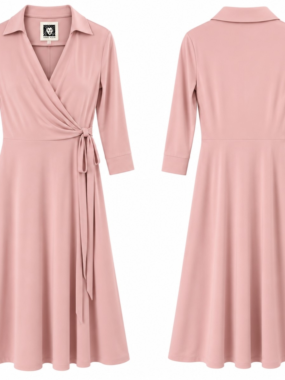 Anne Klein Devonshire Pink 3/4 Sleeve Wrap Dress Size 6